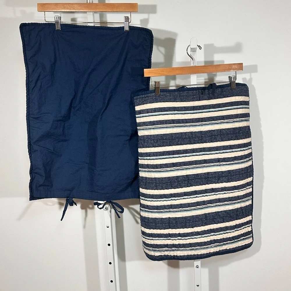 Pair Bee & Willow Home Quilted Cotton Pillow Sham Blue Striped Standard set